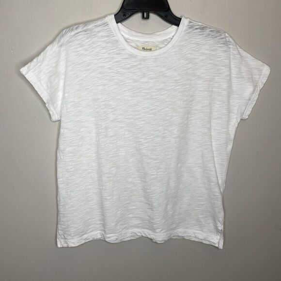 MADEWELL Tee Women Small Dolman-Sleeve White Slub Cotton Crewneck T-Shirt NP760 - Picture 4 of 14